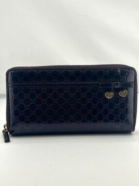 Gucci Micro Guccissima Patent Leather Wallet Dark Purple